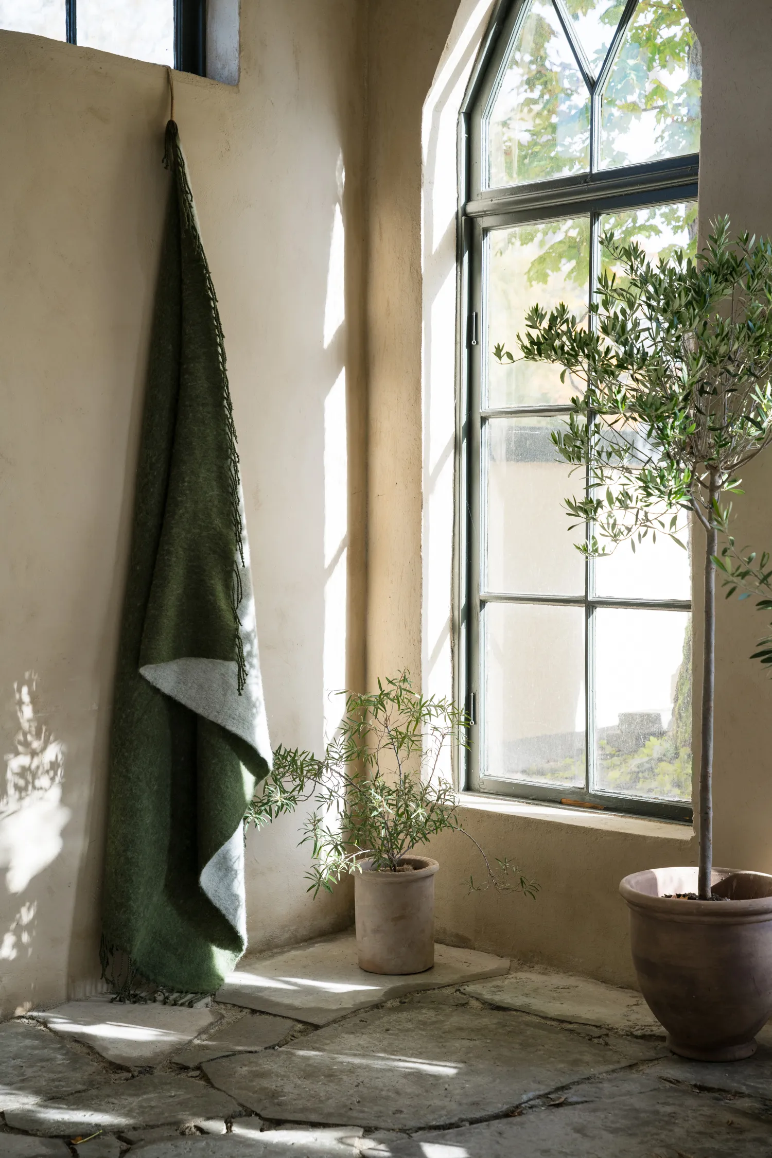 Ernst plaid met franjes 130x170 cm, Groen-wit ERNST