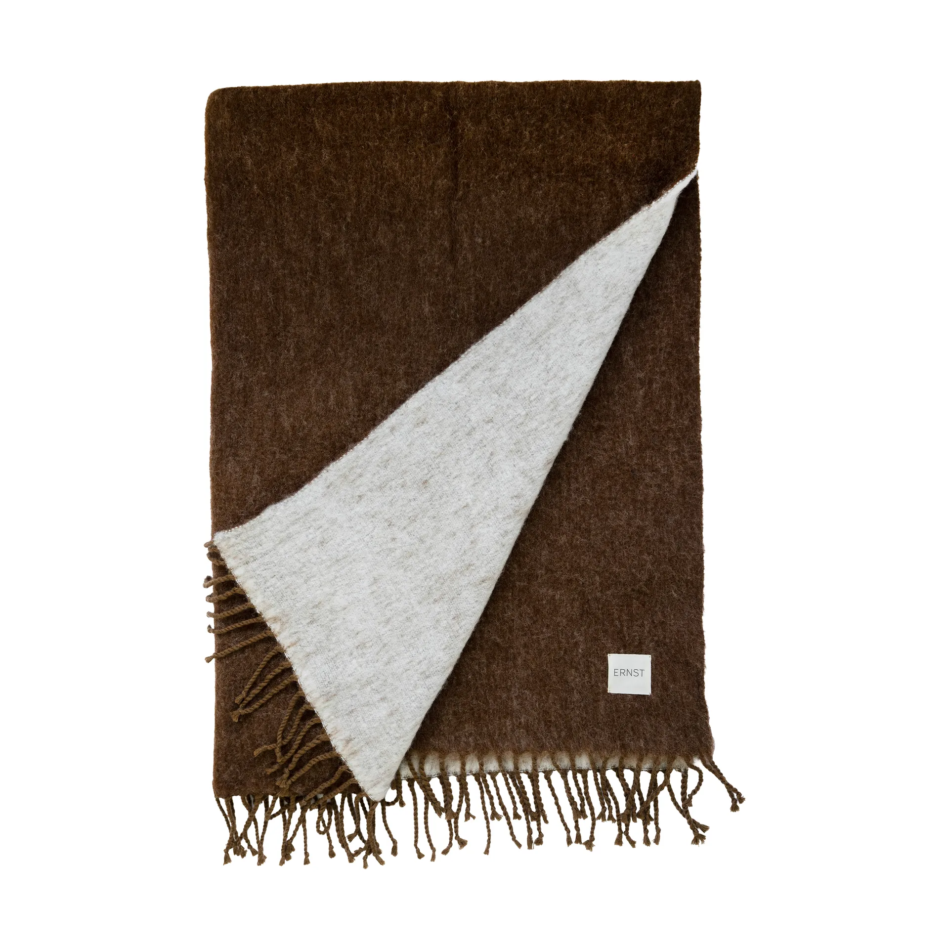 Ernst plaid met franjes 130x170 cm, Karamel-wit ERNST