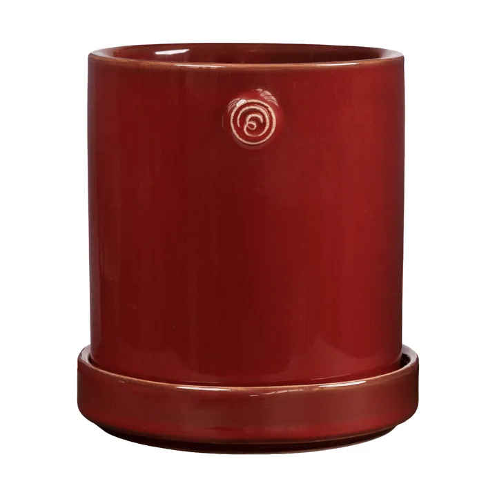 Ernst pot met schaal - Rood, Ø10x11 cm - ERNST