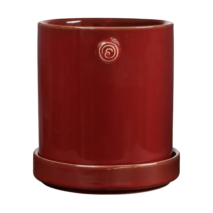 Ernst pot met schaal - Rood, Ø13x13 cm - ERNST
