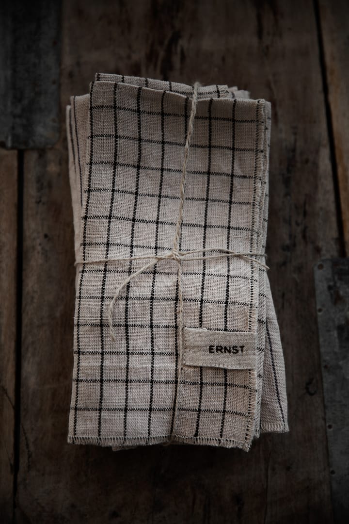 Ernst servetten 2-pack geruit 40x40 cm, Zwart-beige ERNST