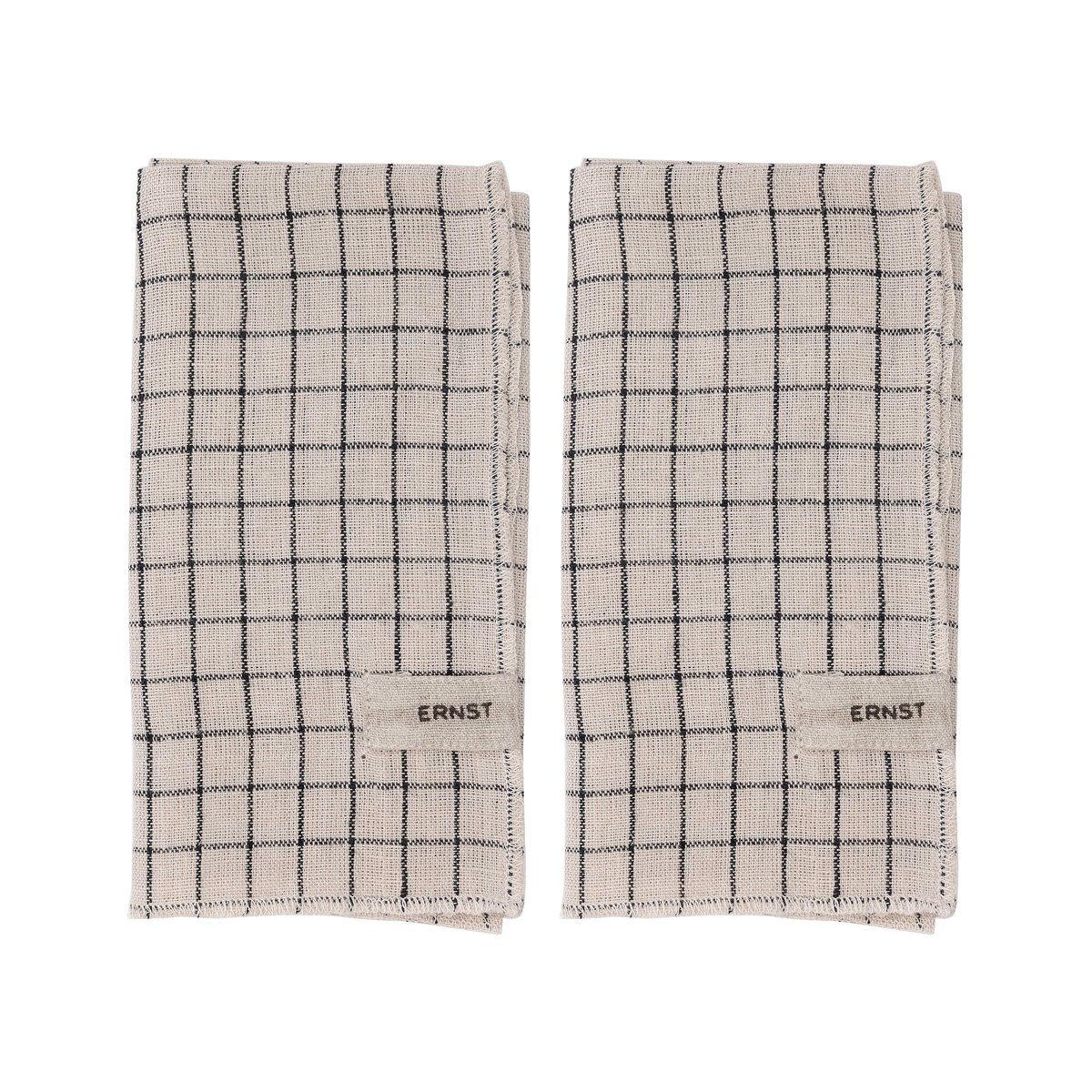 Ernst servetten 2-pack geruit 40x40 cm Zwart-beige | Scandinavisch Interieur | Linnen & katoenen servetten | Beige