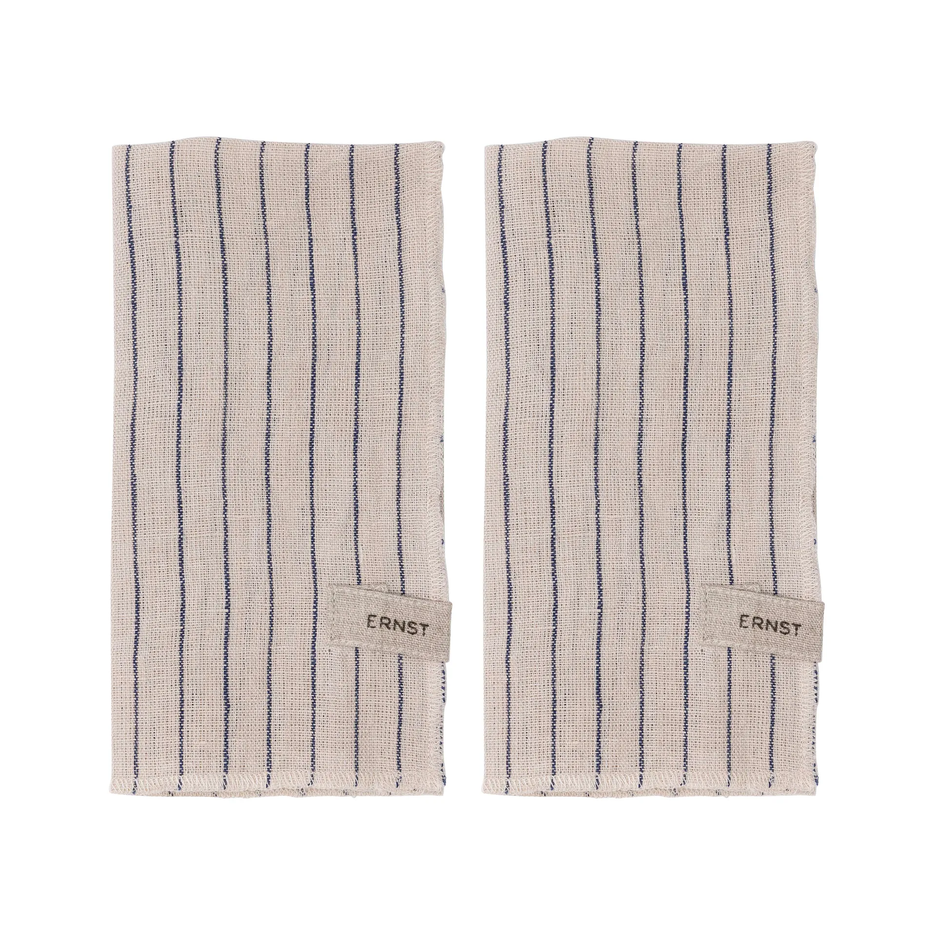 Ernst servetten 2-pack gestreept 40x40 cm, Blauw-beige ERNST