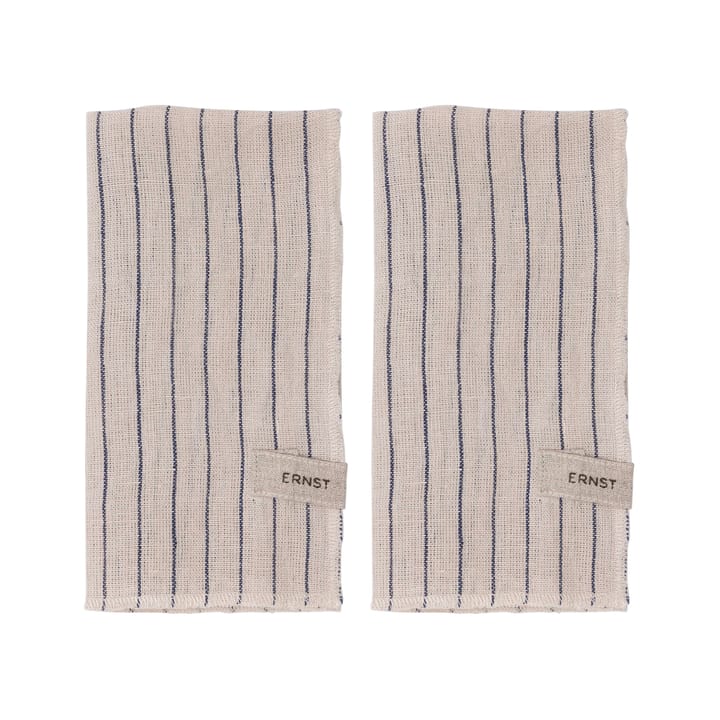 Ernst servetten 2-pack gestreept 40x40 cm - Blauw-beige - ERNST