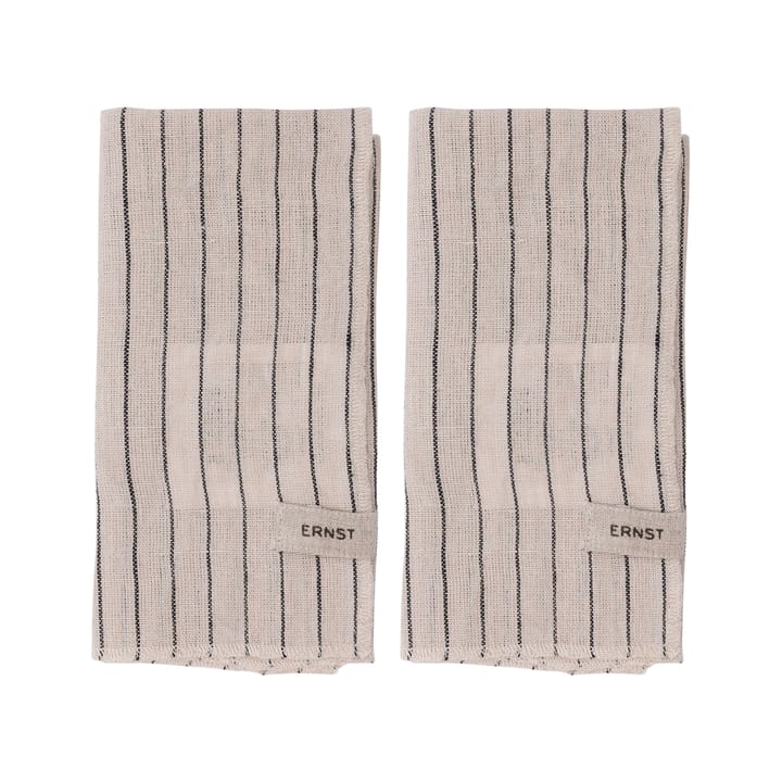 Ernst servetten 2-pack gestreept 40x40 cm - Zwart-beige - ERNST
