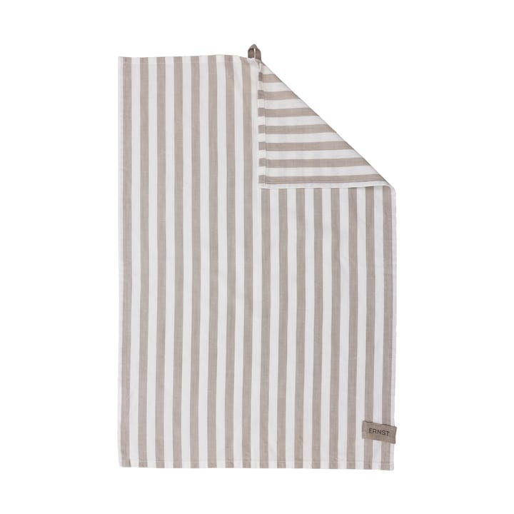 Ernst theedoek breedgestreept 47x70 cm - Beige-witte rand - ERNST