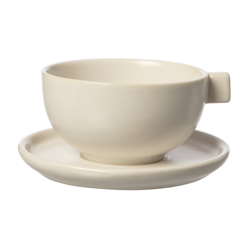 Ernst theekop met schotel 7,5 cm Wit zand | Scandinavisch Interieur | Theekoppen | Wit