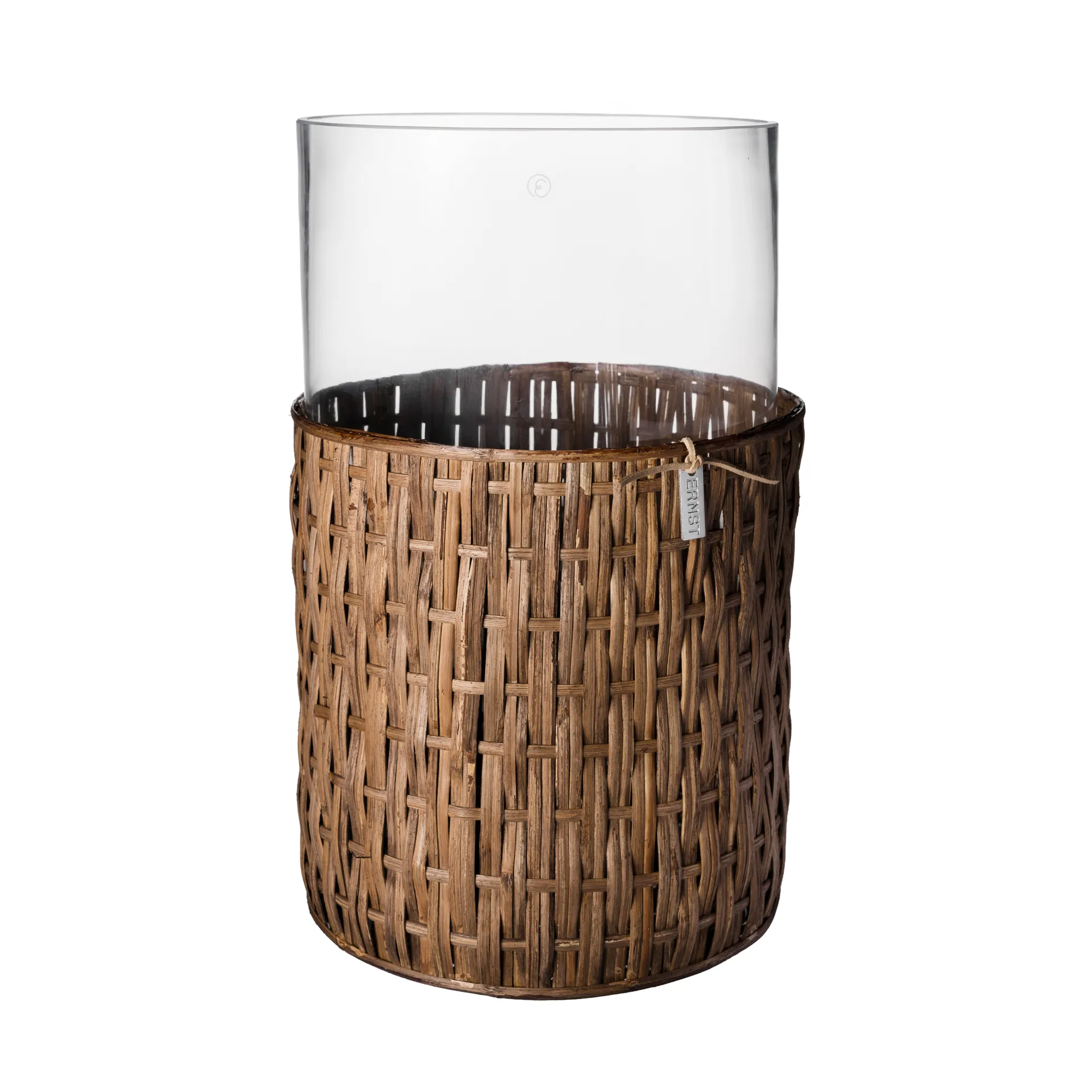 Ernst vaas/lantaarn in mand, Donkerbruin, Ø18x30 cm ERNST