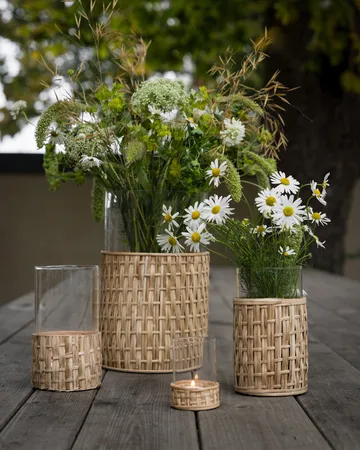 Ernst vaas/lantaarn in mand - Naturel, Ø10x18 cm - ERNST