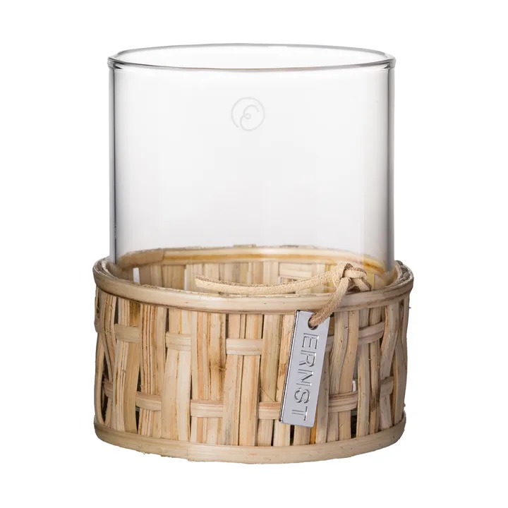 Ernst vaas/lantaarn in mand - Naturel, Ø7x8,5 cm - ERNST
