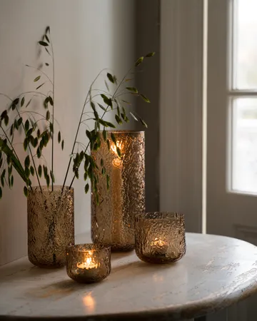 Ernst vaas/lantaarn met patroon - Amber, Ø9x10 cm - ERNST