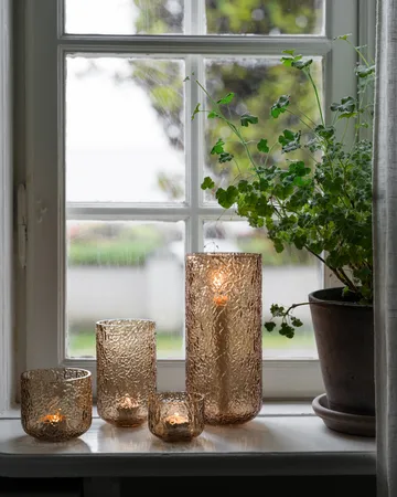 Ernst vaas/lantaarn met patroon - Amber, Ø9x10 cm - ERNST