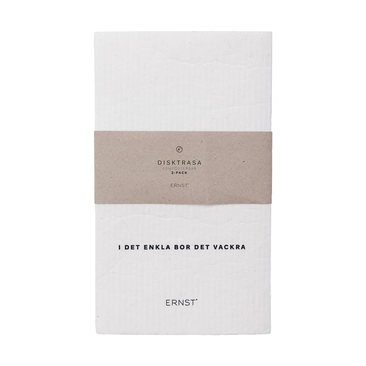Ernst vaatdoek Citat/gestreept 2-pack, Wit ERNST