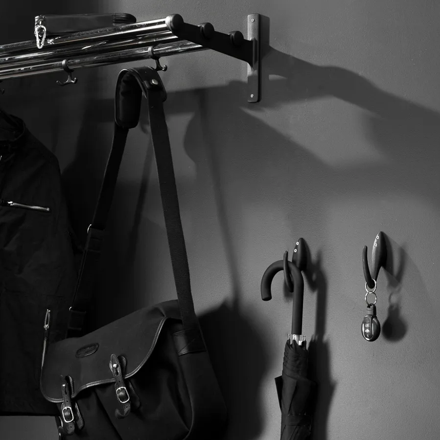 Nostalgi hoeden-/schoenenplank, chroom-zwart Essem Design