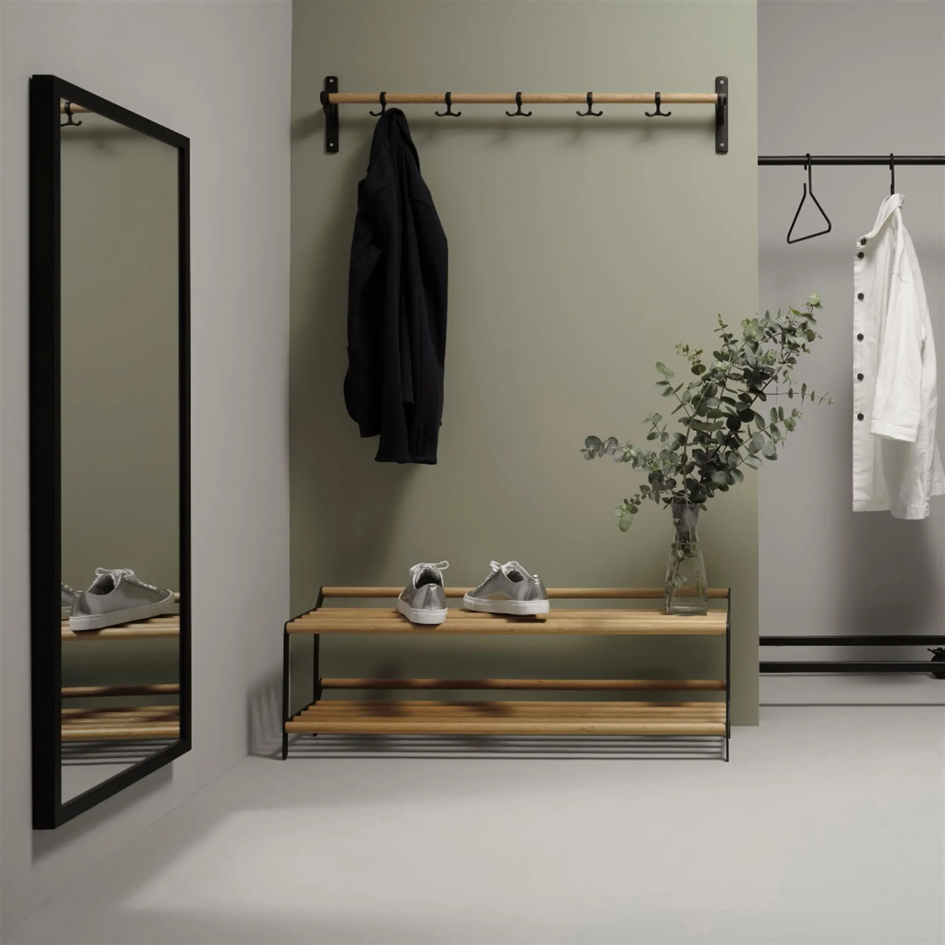 Nostalgi kapstok 100 cm, eiken-zwart Essem Design