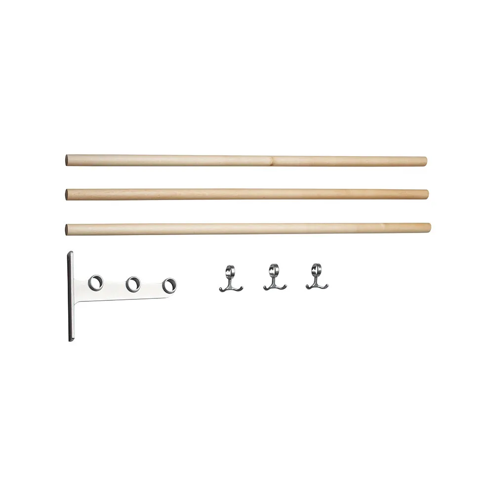 Nostalgi schoenenrek of hoedenplank, berkenhout, aluminium frame Essem Design