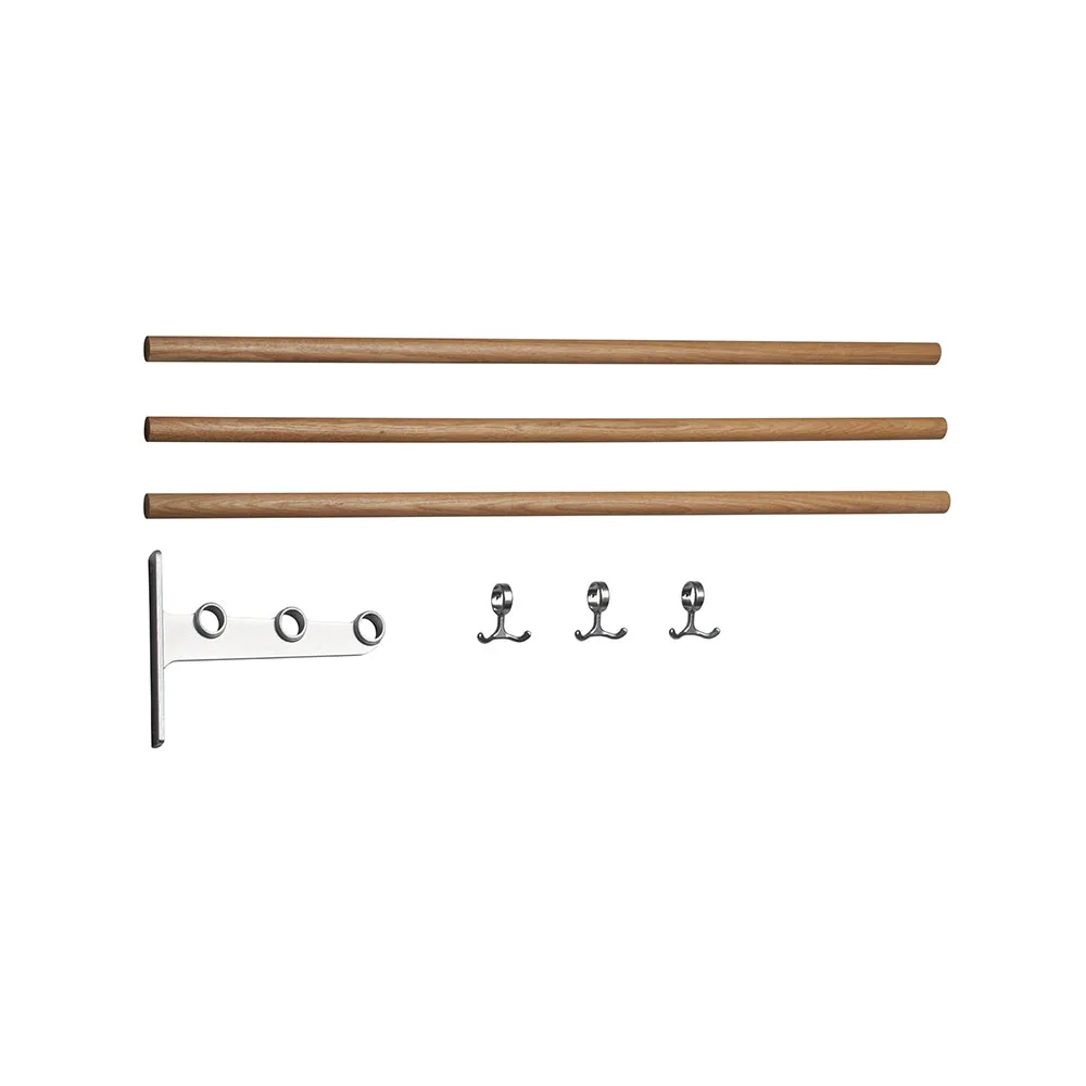 Nostalgi schoenenrek of hoedenplank, eiken, aluminium frame Essem Design