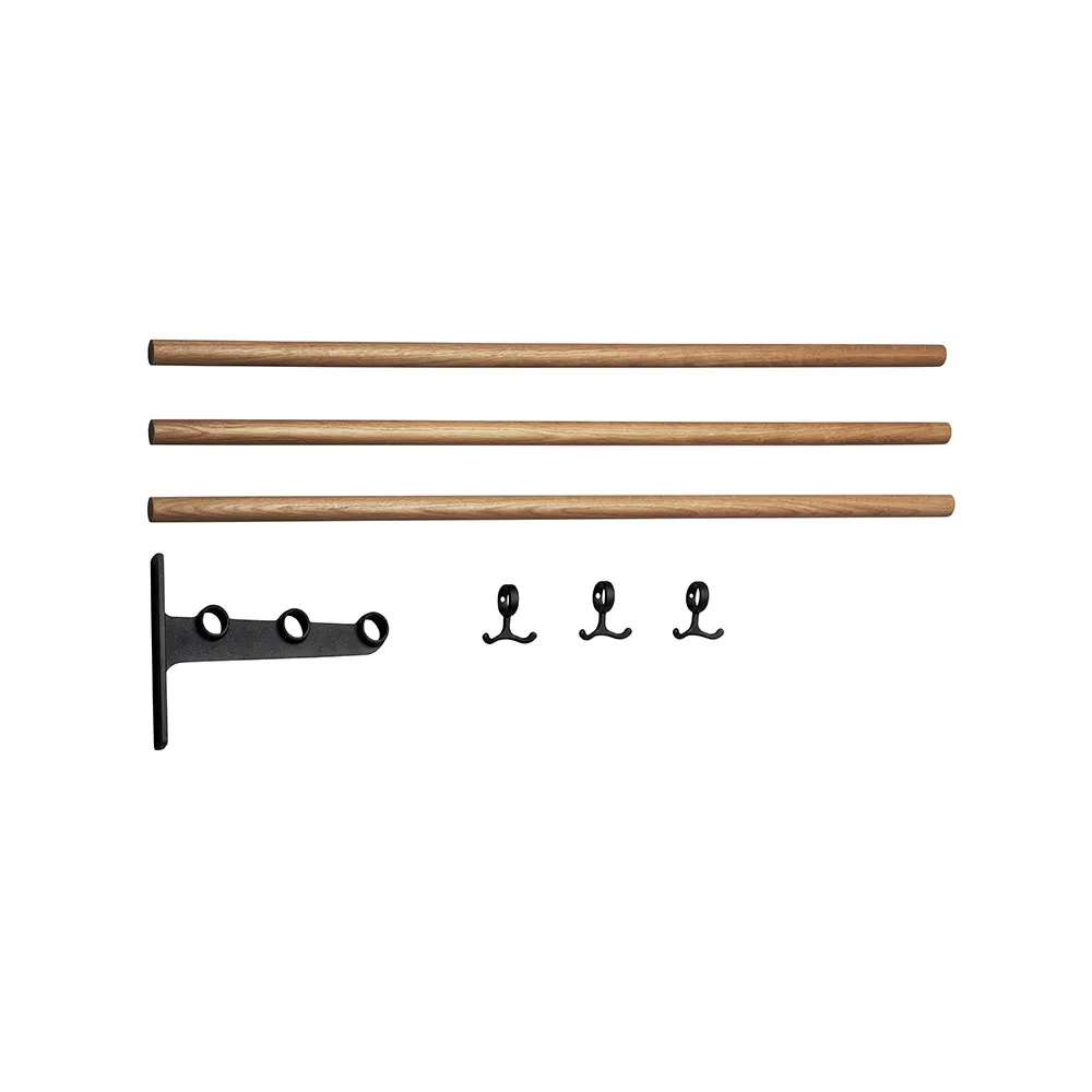 Nostalgi schoenenrek of hoedenplank, eiken, zwart onderstel Essem Design