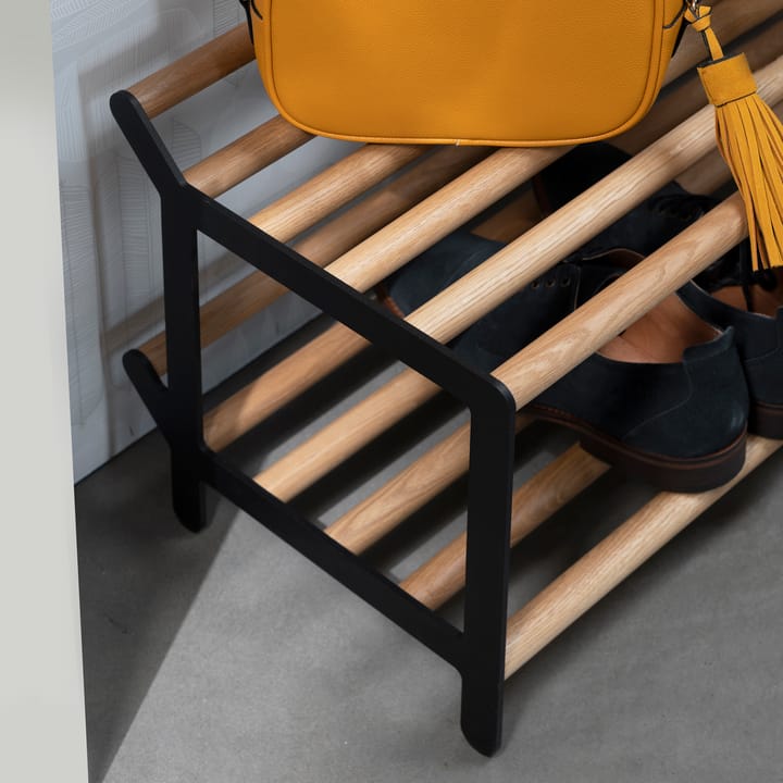 Tamburin schoenenrek 100 cm, Eikenhout-zwart Essem Design