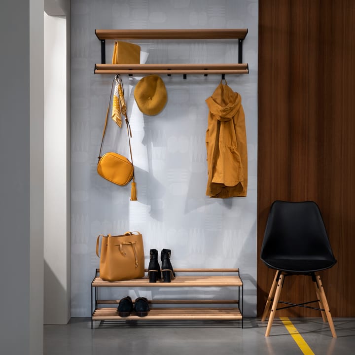 Tamburin schoenenrek 100 cm, Eikenhout-zwart Essem Design