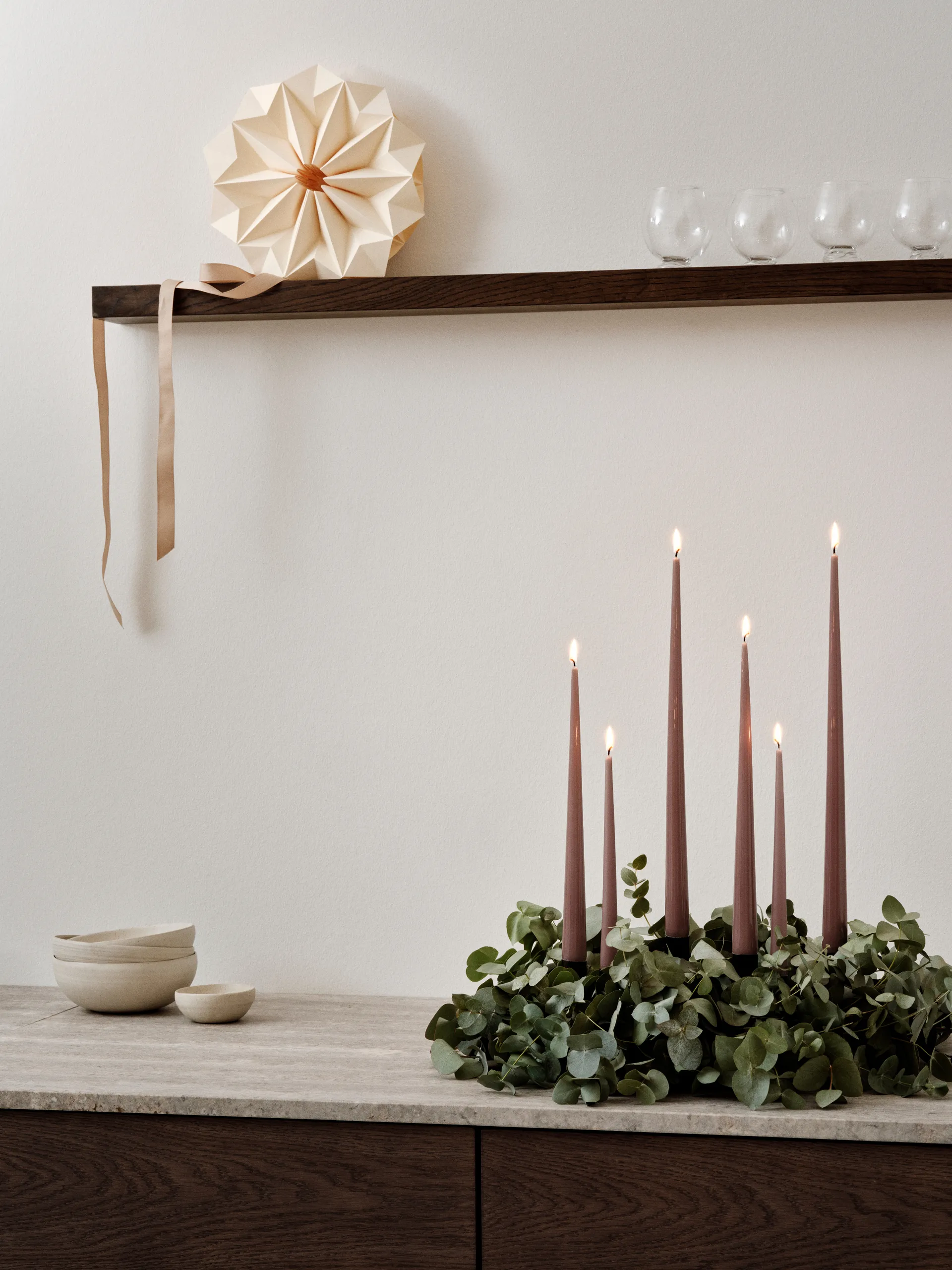 ester & erik kaars 4-pack gelakt, Winter rose 84, 32 cm ester & erik