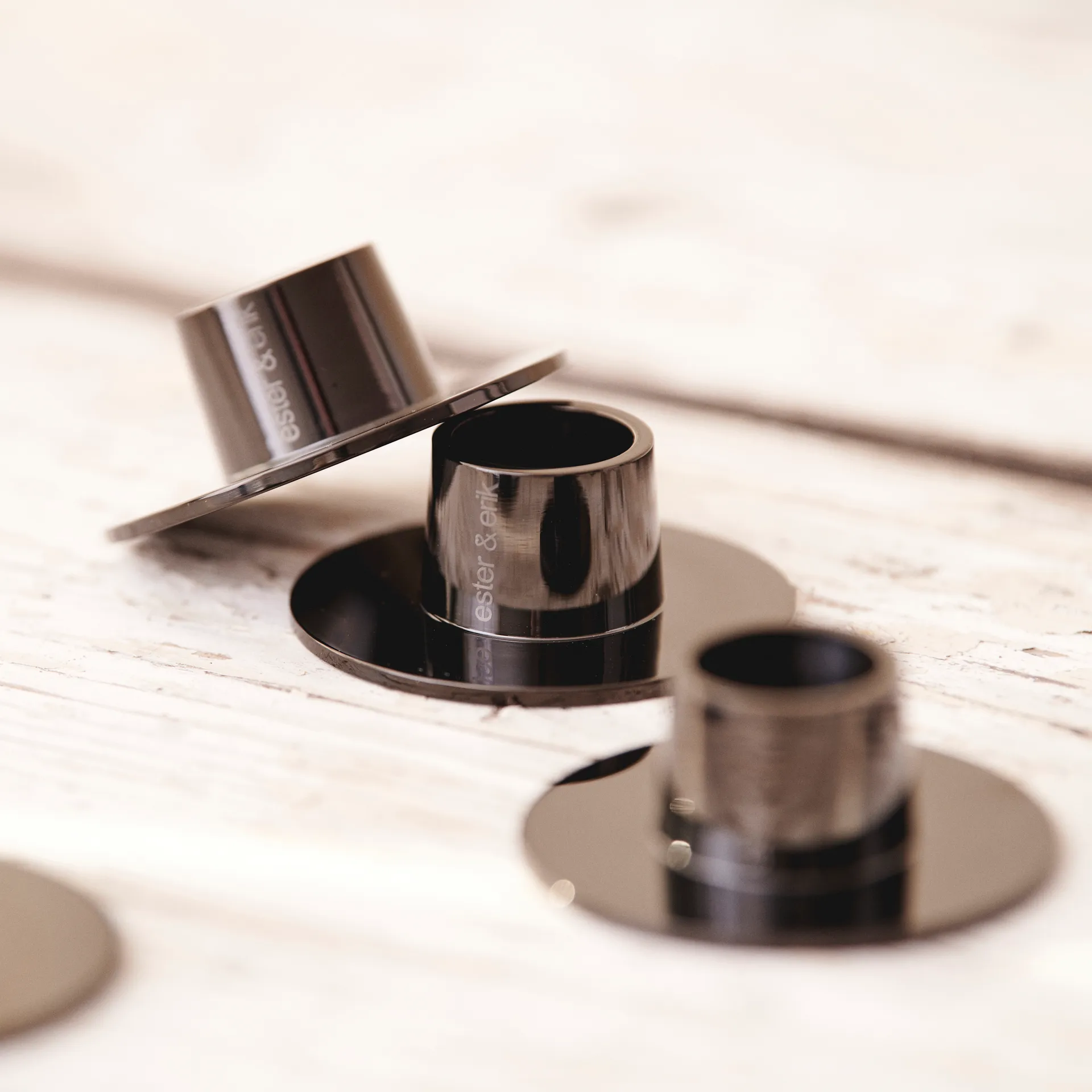 ester & erik kaarsenhouder glanzend 2-pack, Zwart ester & erik