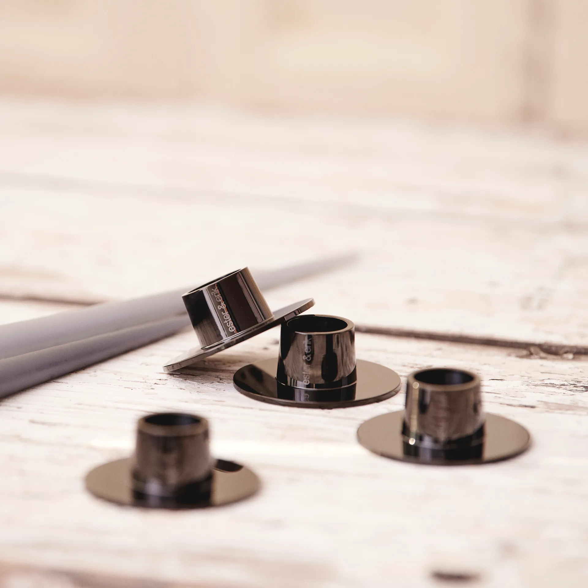 ester & erik kaarsenhouder glanzend 2-pack, Zwart ester & erik