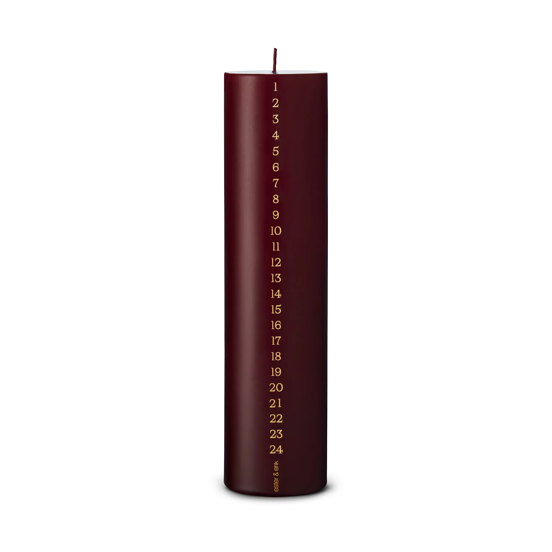 ester & erik kalenderkaars 25 cm, 44/2 deep wine ester & erik