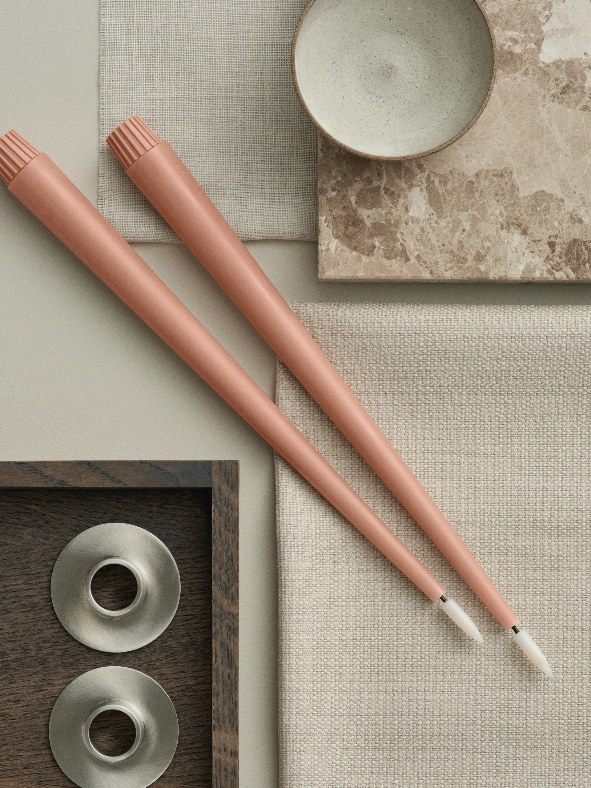 ester & erik taper kaars LED 2-pack, 20 Rosy caramel , 30 cm ester & erik