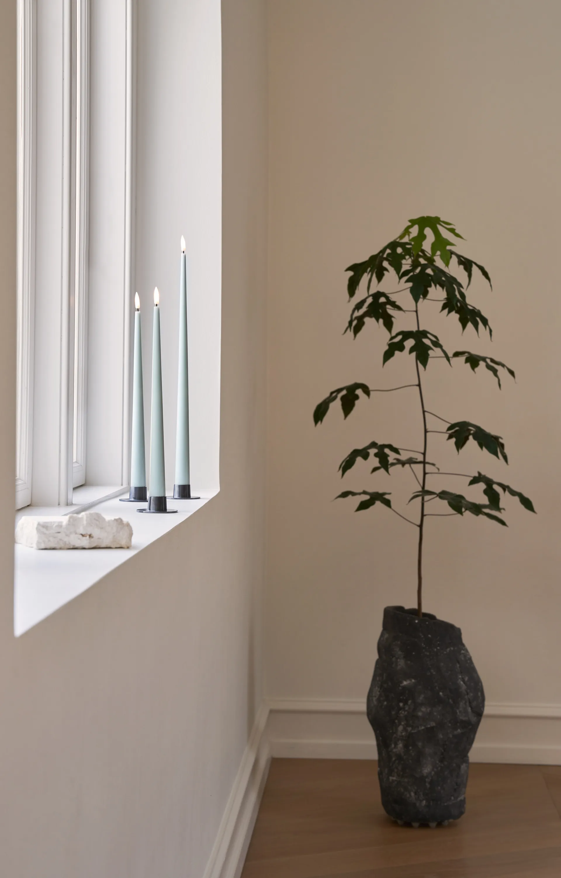 ester & erik taper kaars LED 2-pack, 67 Jade stone , 30 cm ester & erik