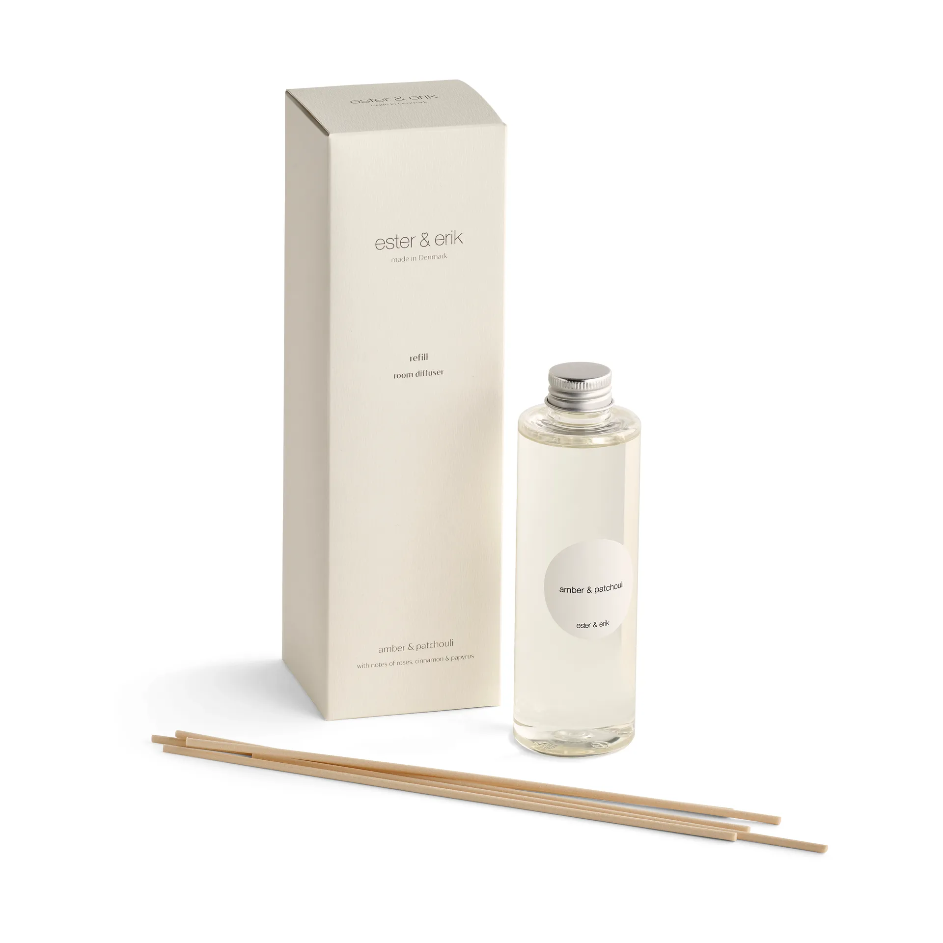 Refill ester & erik geurstokjes, Amber & patchouli ester & erik