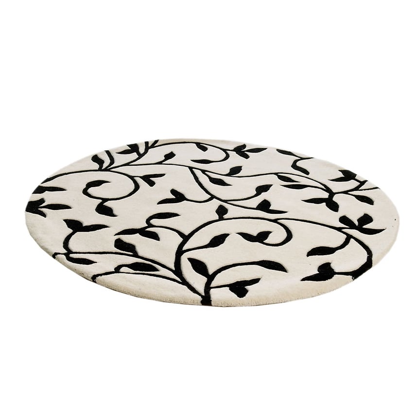 Etol Design Grow vloerkleed wit-zwart rond o 140 cm.