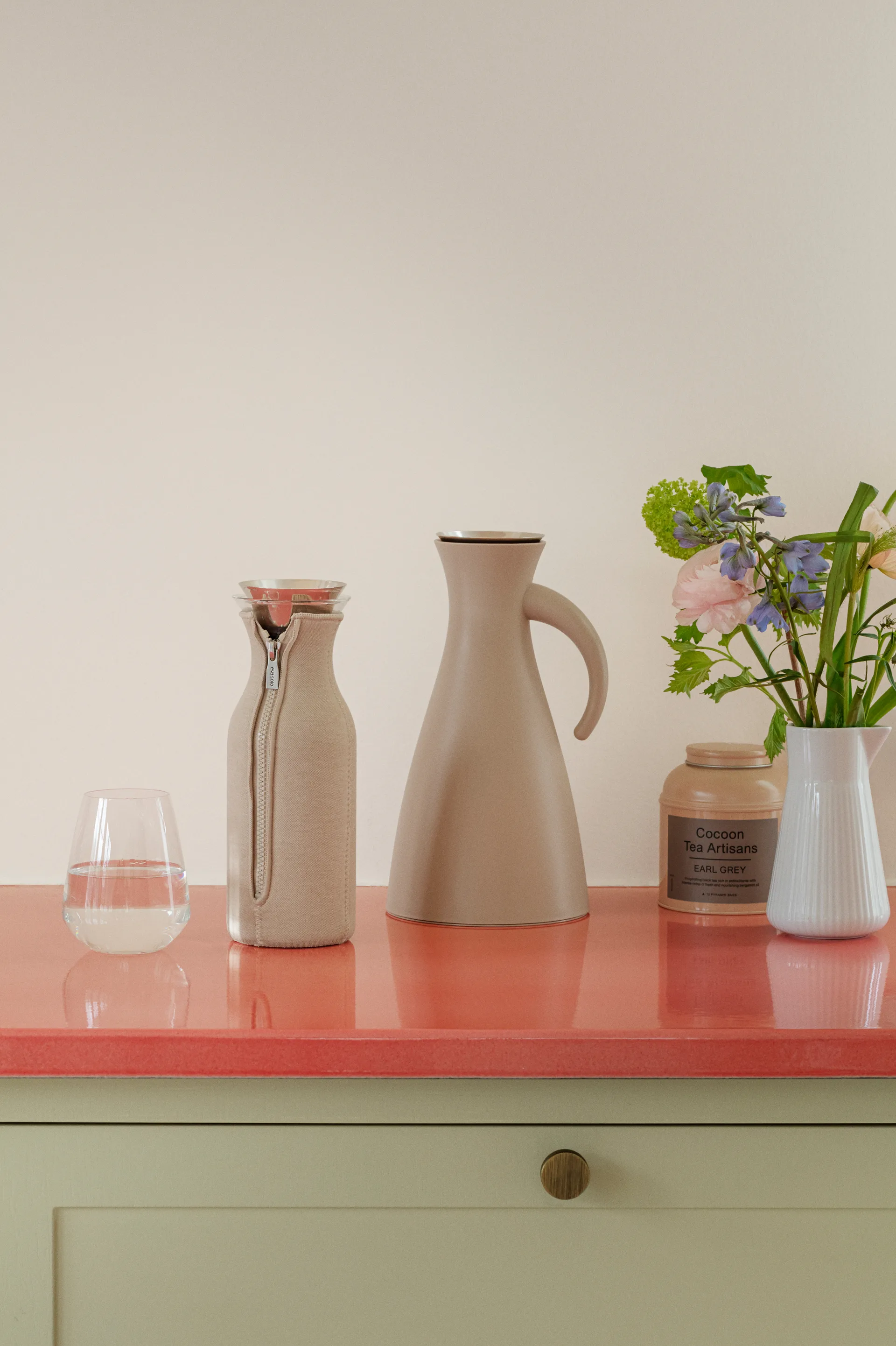 Eva Solo koelkastkaraf met geweven hoes, Caramel crème Eva Solo