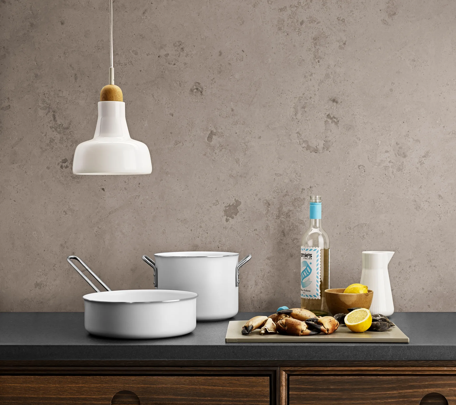 Eva Trio White Line Slip-Let keramische pan, 7 L Eva Solo