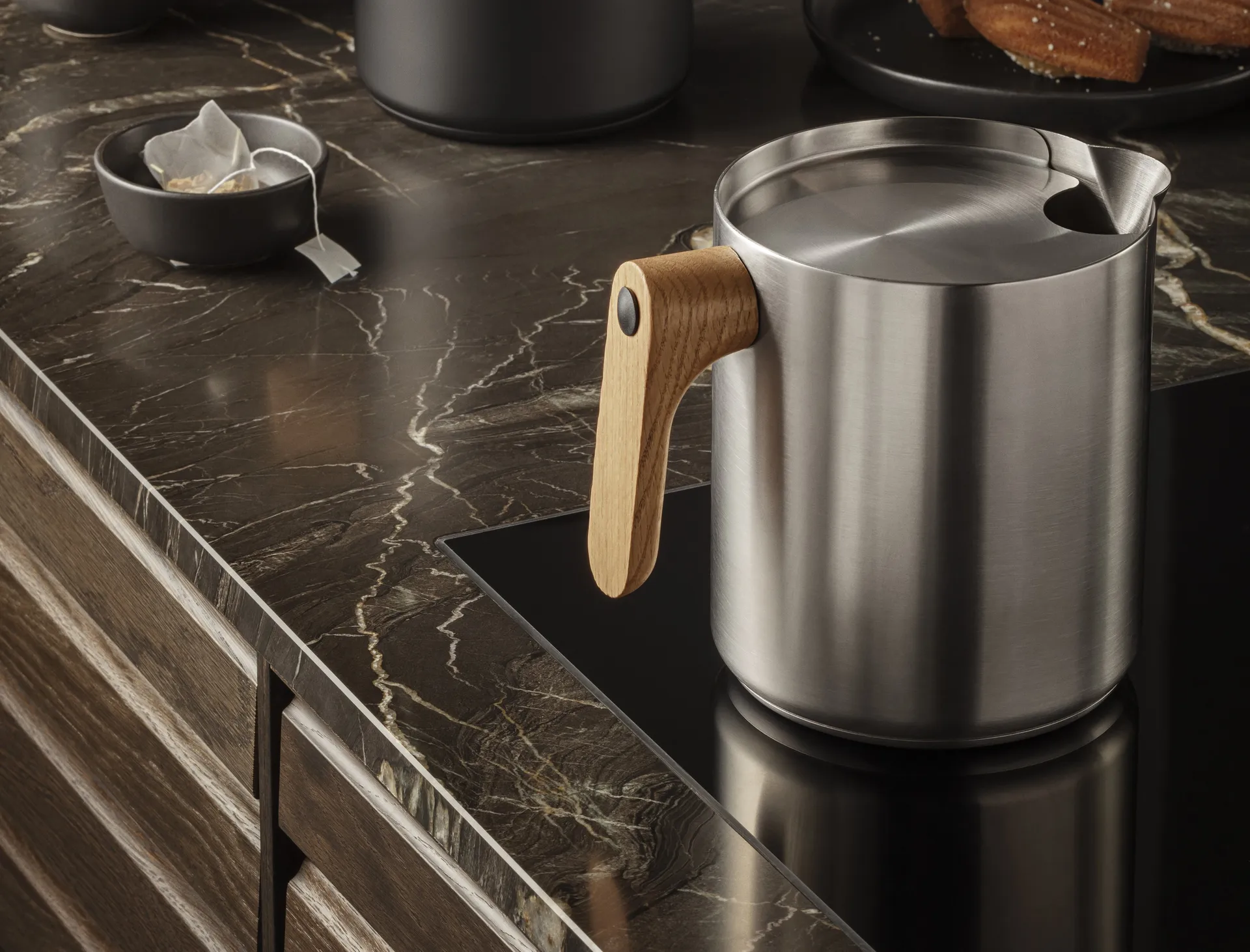 Nordic kitchen inductiekan 1 L, Geborsteld staal Eva Solo