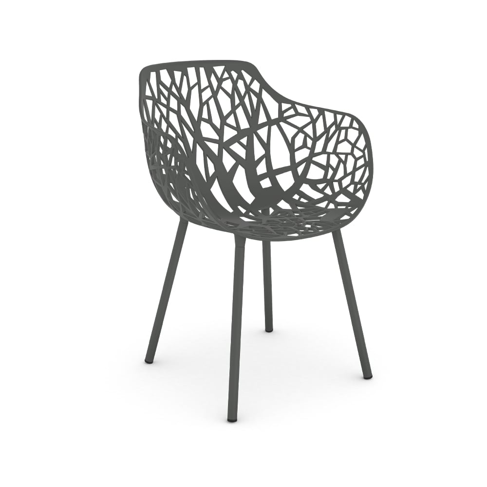Fast Forest stoel met armleuningen metallic grey | Scandinavisch Interieur | Tuinstoelen | Grijs