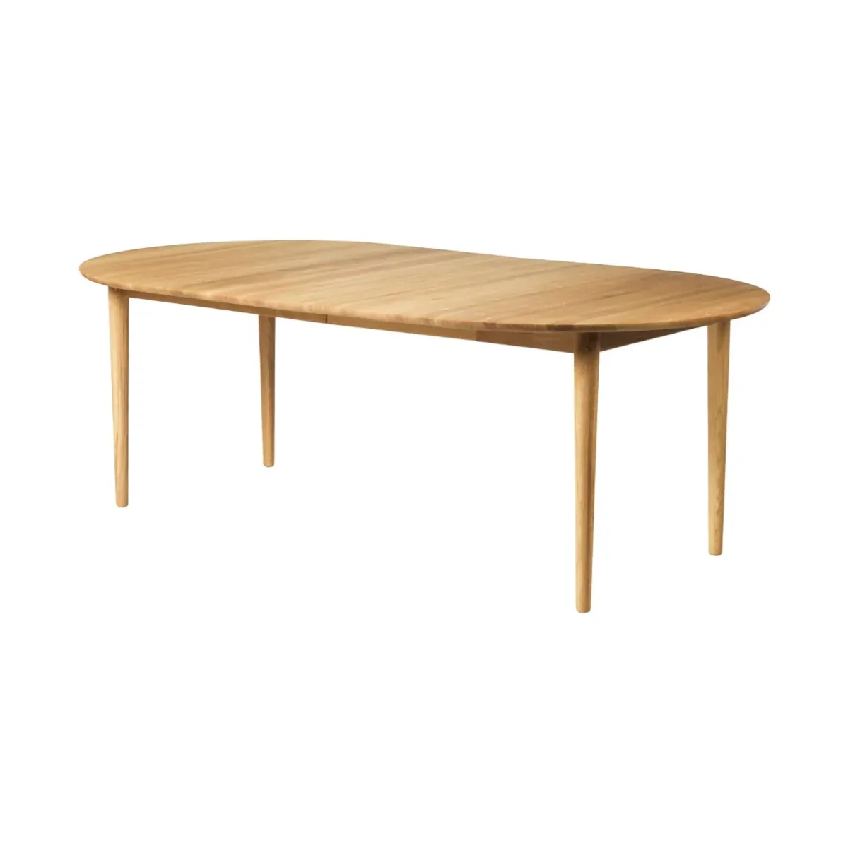 C62E Bjørk eettafel met 2 verlengbladen, Massief eiken geolied FDB Møbler