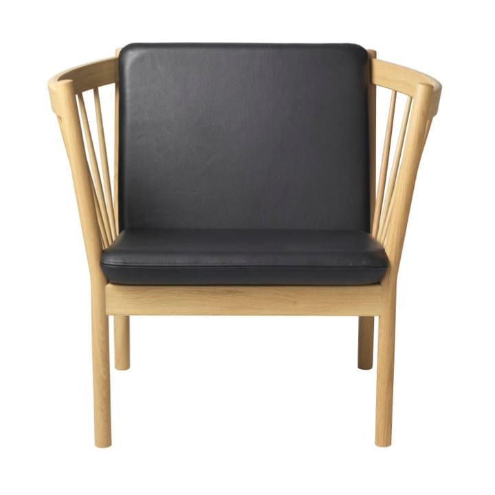 J146 Armchair lounge stoel - Oak nature lacquered-black leather - FDB Møbler