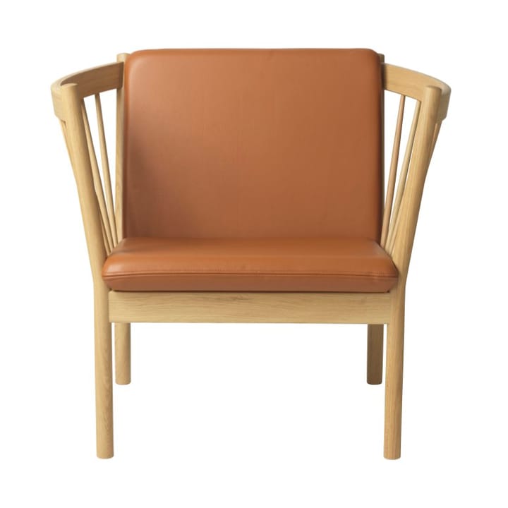 J146 Armchair lounge stoel - Oak nature lacquered-cognac leather - FDB Møbler