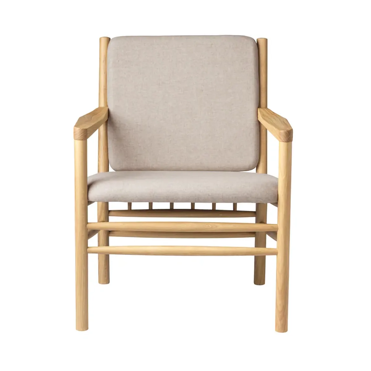 J147 lounge stoel, Eiken gelakt-beige FDB Møbler