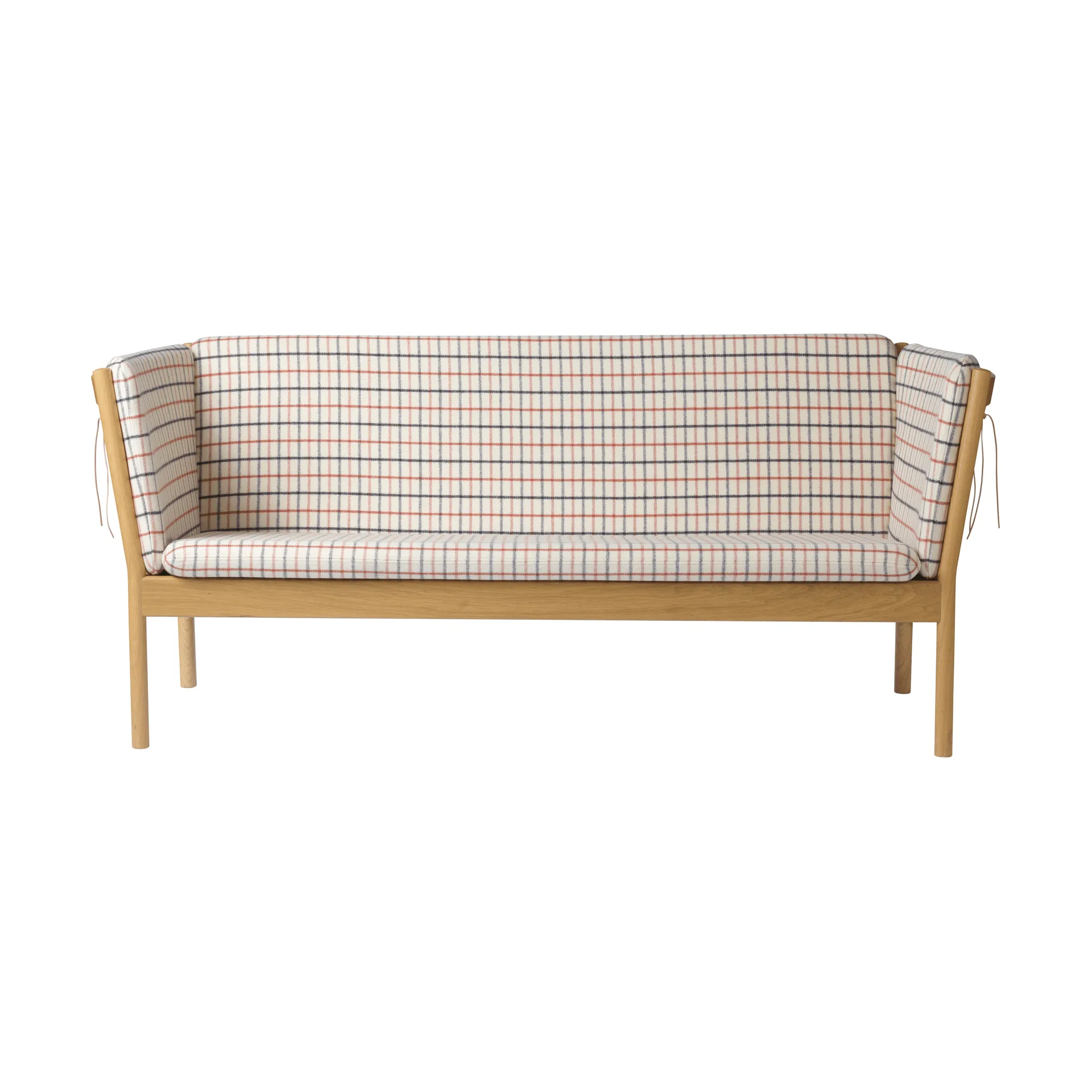 FDB Mobler J149 bank Stof rood-gelakt eiken, 3-zits