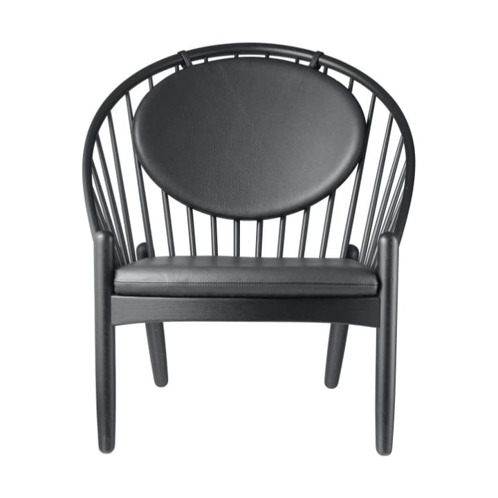 J166 Jørna stoel - Oak black painted-black leather - FDB Møbler