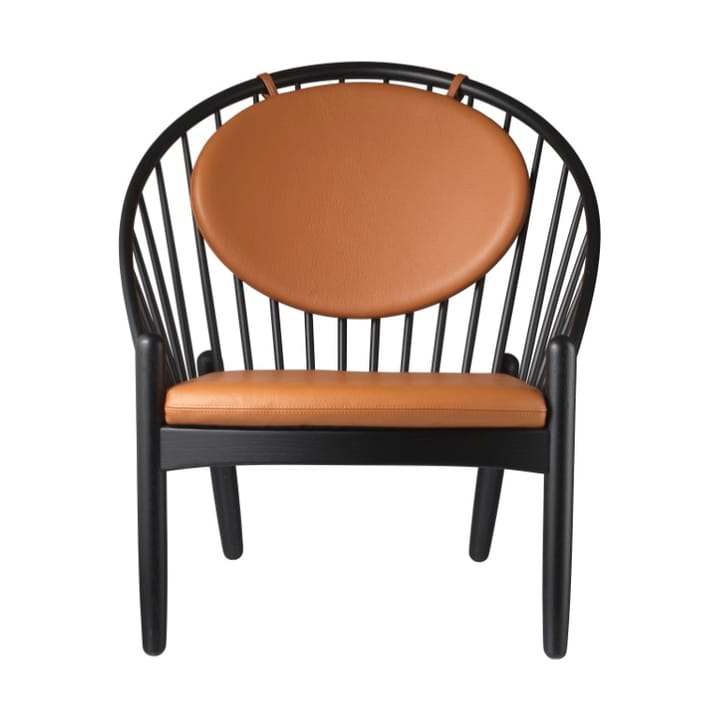 J166 Jørna stoel - Oak black painted-cognac leather - FDB Møbler