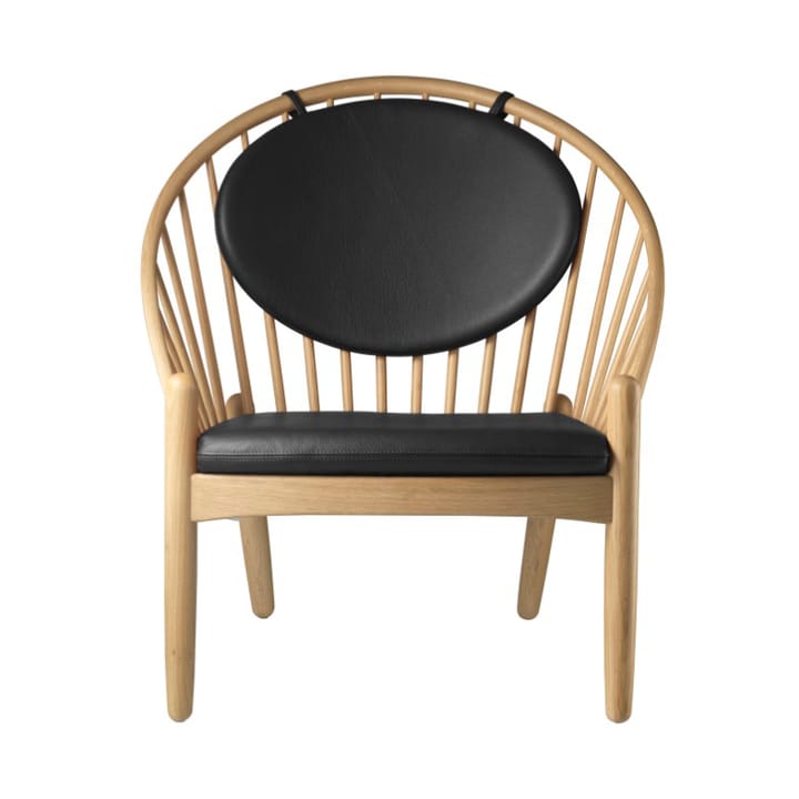 J166 Jørna stoel - Oak nature lacquered-black leather - FDB Møbler
