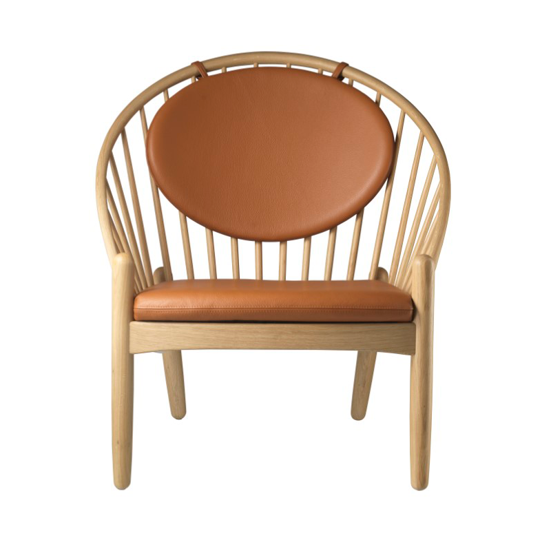 FDB Mobler J166 Jorna stoel Oak nature lacquered-cognac leather