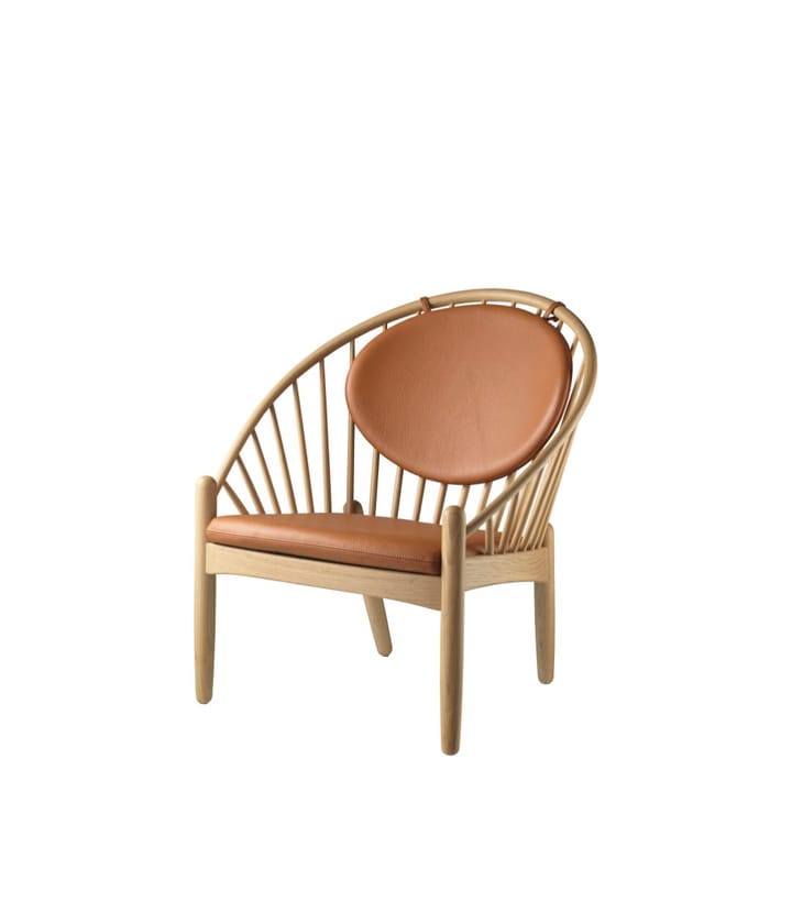 J166 Jørna stoel, Oak nature lacquered-cognac leather FDB Møbler