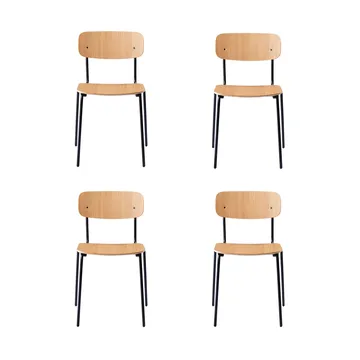 J182 Holmen stoel 4-pack - Eikenfineer-zwarte poten - FDB Møbler