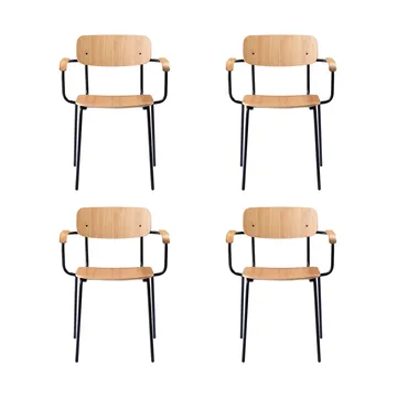 J183 Holmen armstoel 4-pack - Eikenfineer-zwarte poten - FDB Møbler
