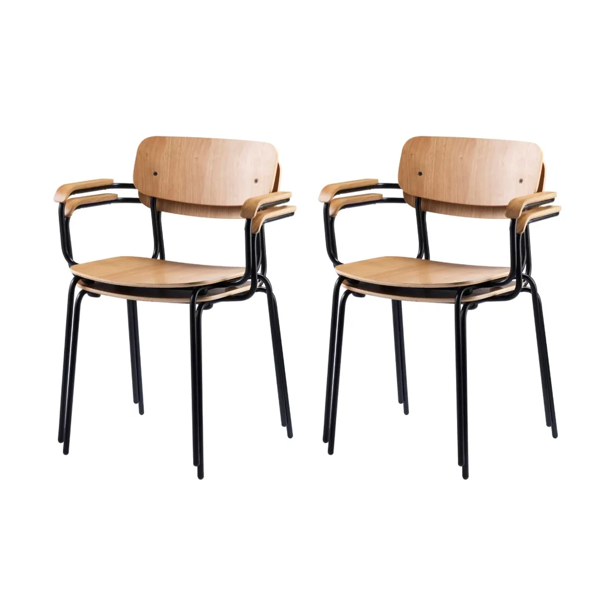 J183 Holmen armstoel 4-pack, Eikenfineer-zwarte poten FDB Møbler
