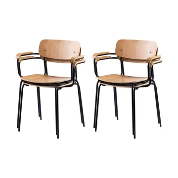 J183 Holmen armstoel 4-pack - Eikenfineer-zwarte poten - FDB Møbler